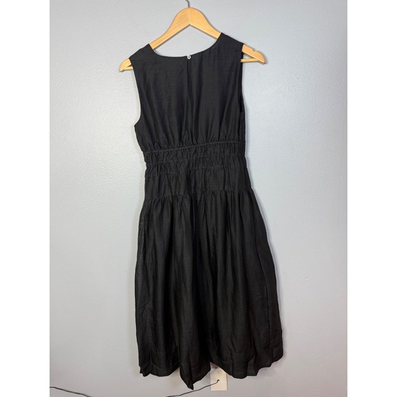 J.Crew Hyacinth V-neck dress in ramie Black‎ Petite Small NWT - Picture 4 of 7